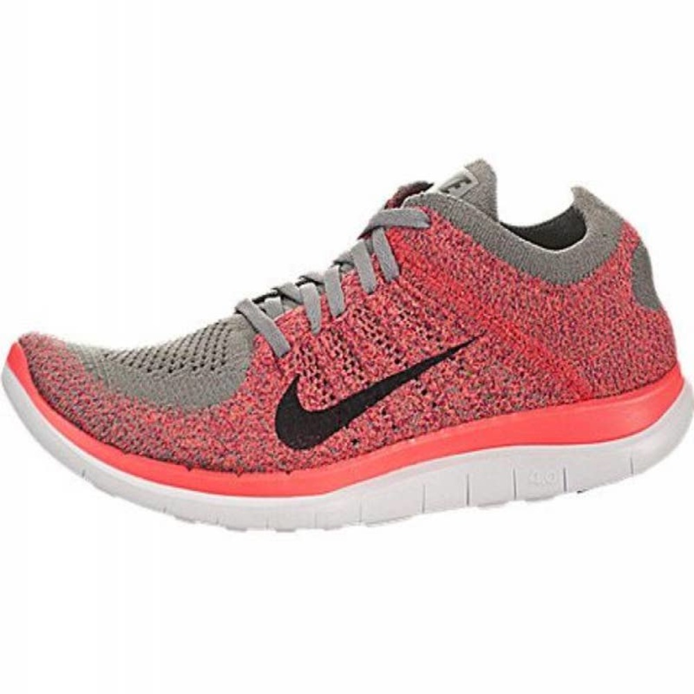 Nike Women's Free 4.0 Flyknit Running Shoe (Light Charcoal, Hyper Punch) Sz. 8